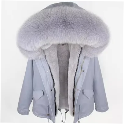 Men's Hooded 100% Down Parka with Detachable Raccoon Fur Collar - Image 9
