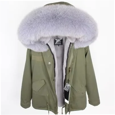 Men's Hooded 100% Down Parka with Detachable Raccoon Fur Collar