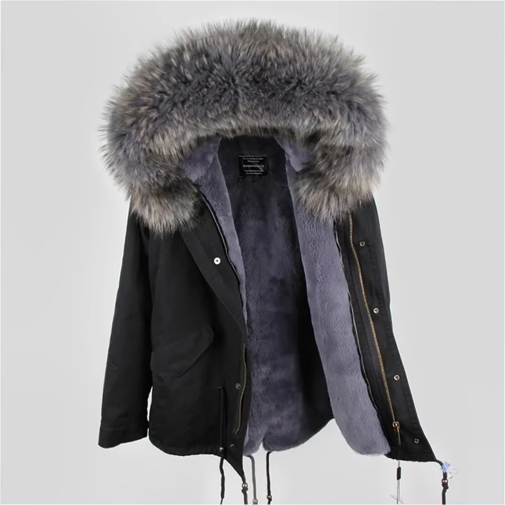 Men's Hooded 100% Down Parka with Detachable Raccoon Fur Collar - Image 4