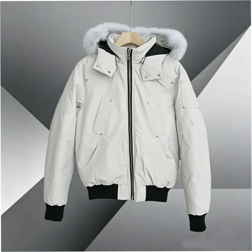 Custom Moose Down Hooded Puffer Jacket for Unisex Winter - Image 4