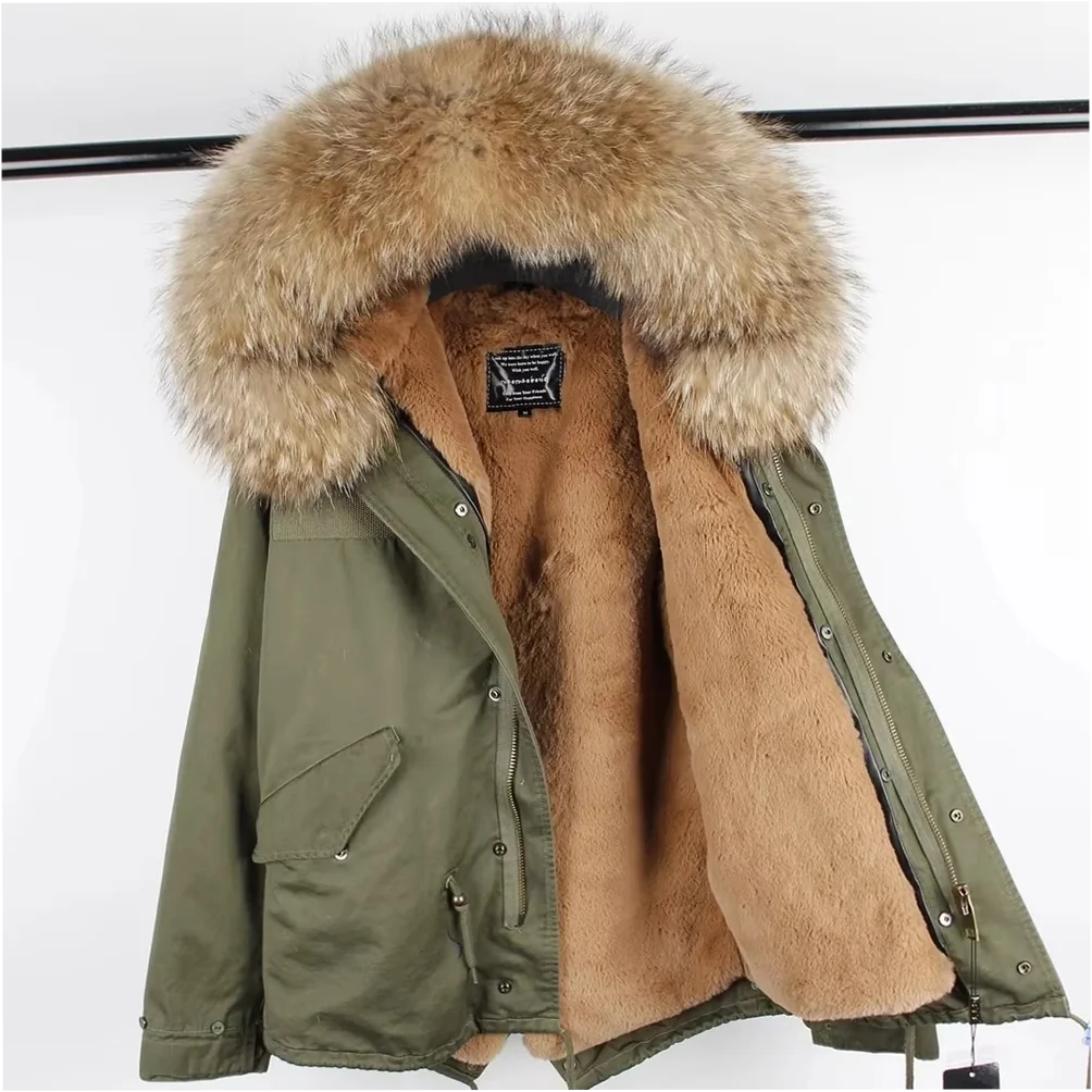 Men's Hooded 100% Down Parka with Detachable Raccoon Fur Collar - Image 11