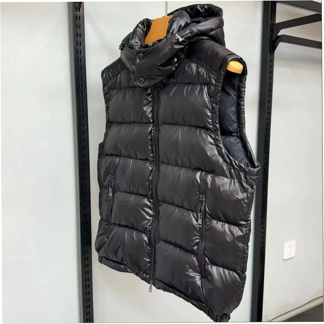 Men's NFC Custom Sleeveless Down Vest with Detachable Hood for Winter