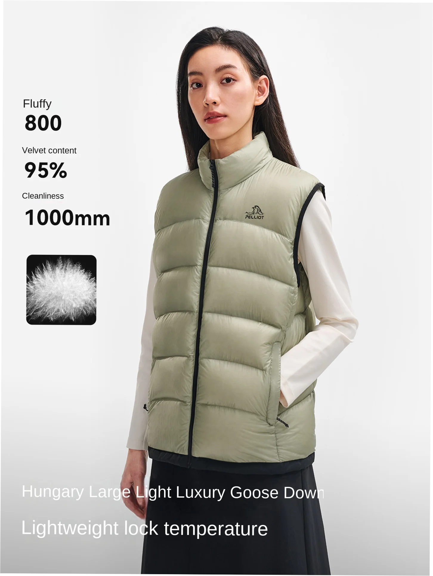 Men's Light Down Vest 800 Fill Goose Winter Windproof Zipper Outerwear - Image 5