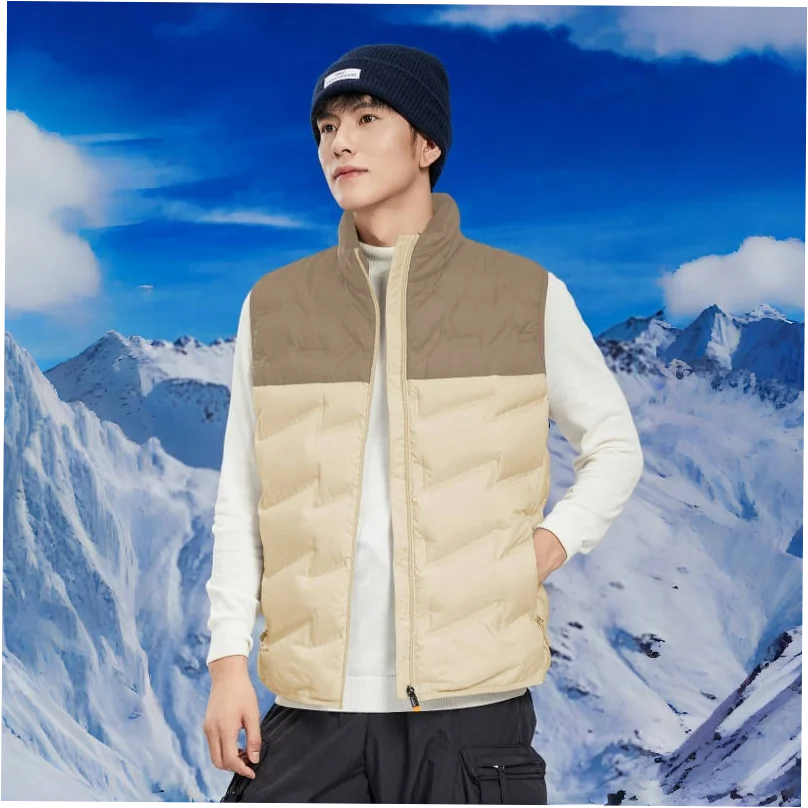 Men's Windproof Down Vest with Warm Collar for Winter Outdoor Sports - Image 6