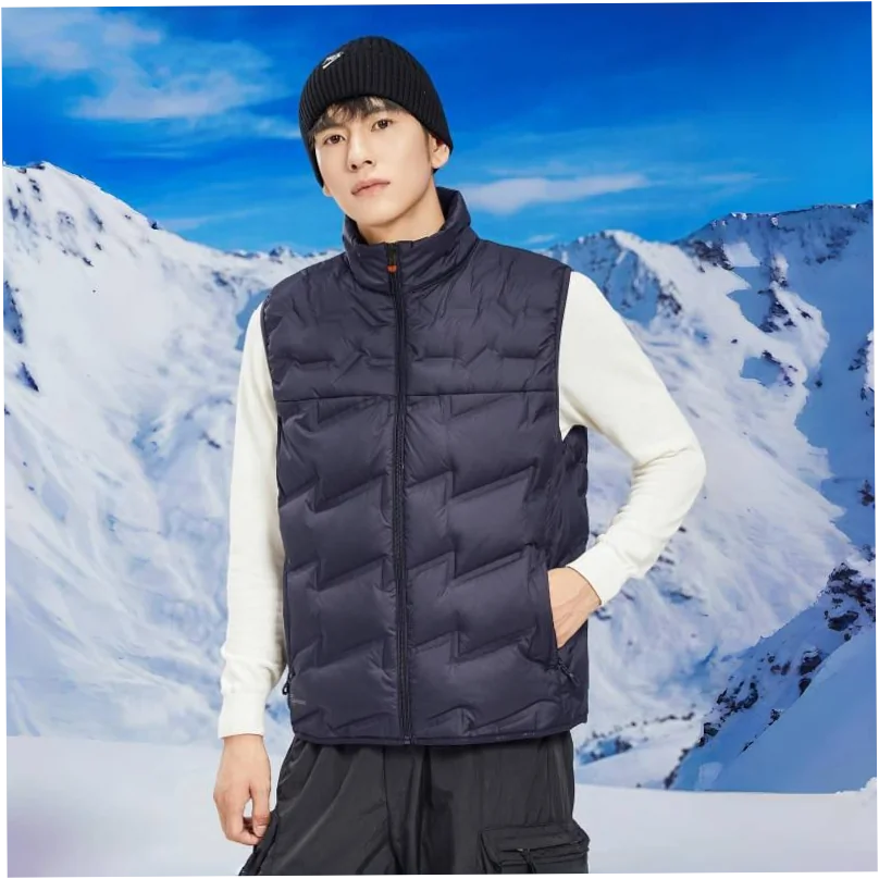 Men's Windproof Down Vest with Warm Collar for Winter Outdoor Sports - Image 8