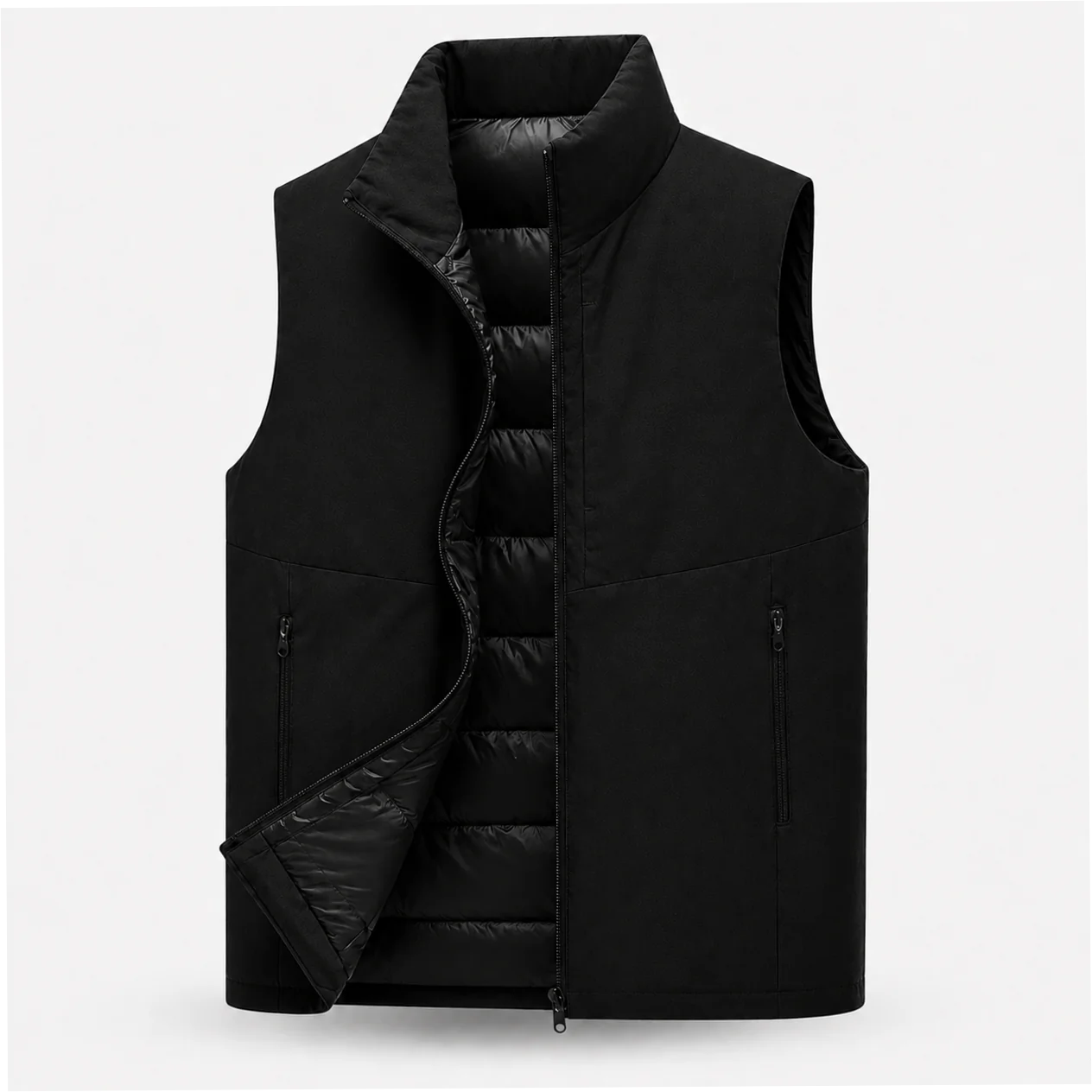 Men's Goose Down Vest Lightweight Stand Collar Full Zip Sleeveless Waistcoat