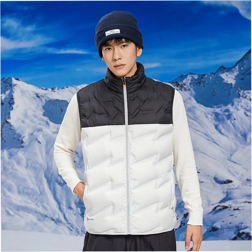 Men's Windproof Down Vest with Warm Collar for Winter Outdoor Sports