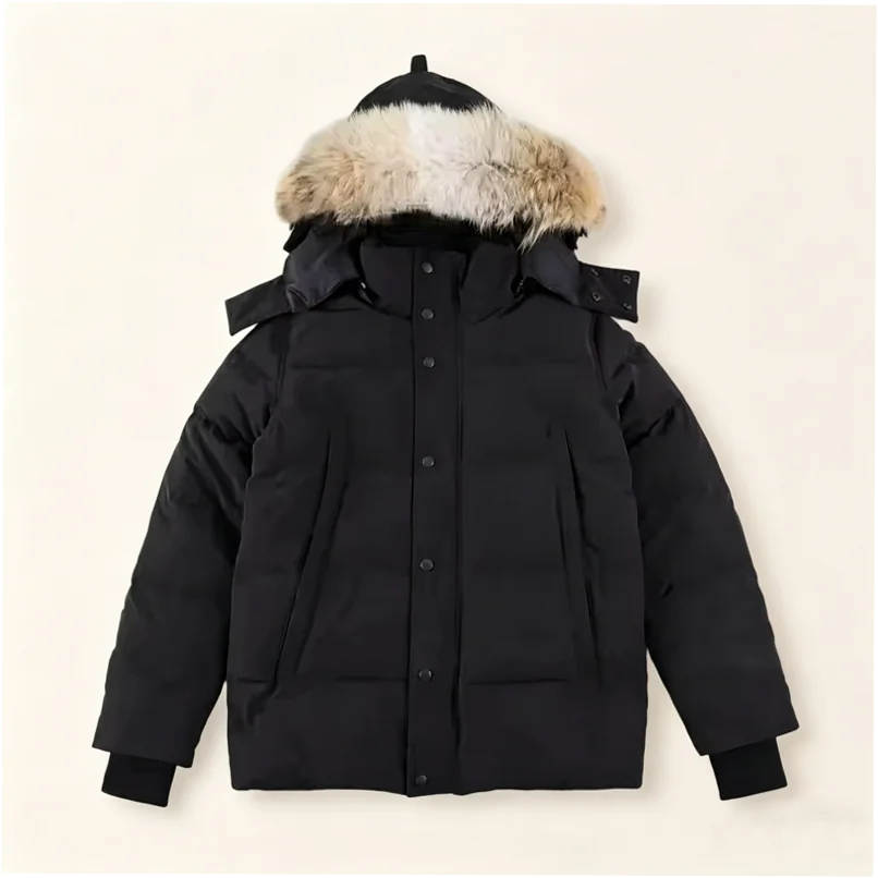 Men's Waterproof Goose Down Parka with Coyote Fur Trim - Image 6