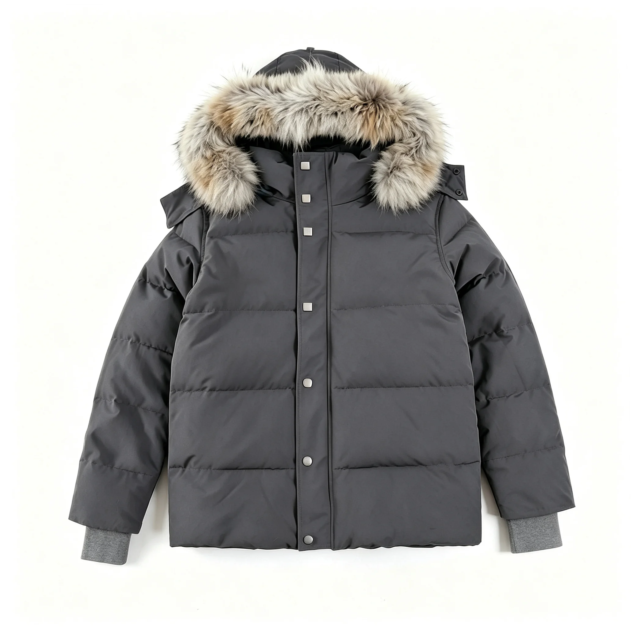 Men's Waterproof Velour Hooded Down Parka with 300g+ Goose Down Fill - Image 2