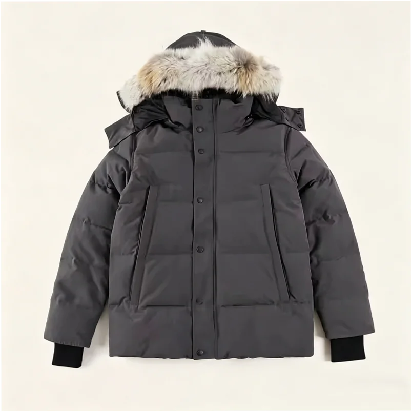 Men's Waterproof Goose Down Parka with Coyote Fur Trim - Image 3