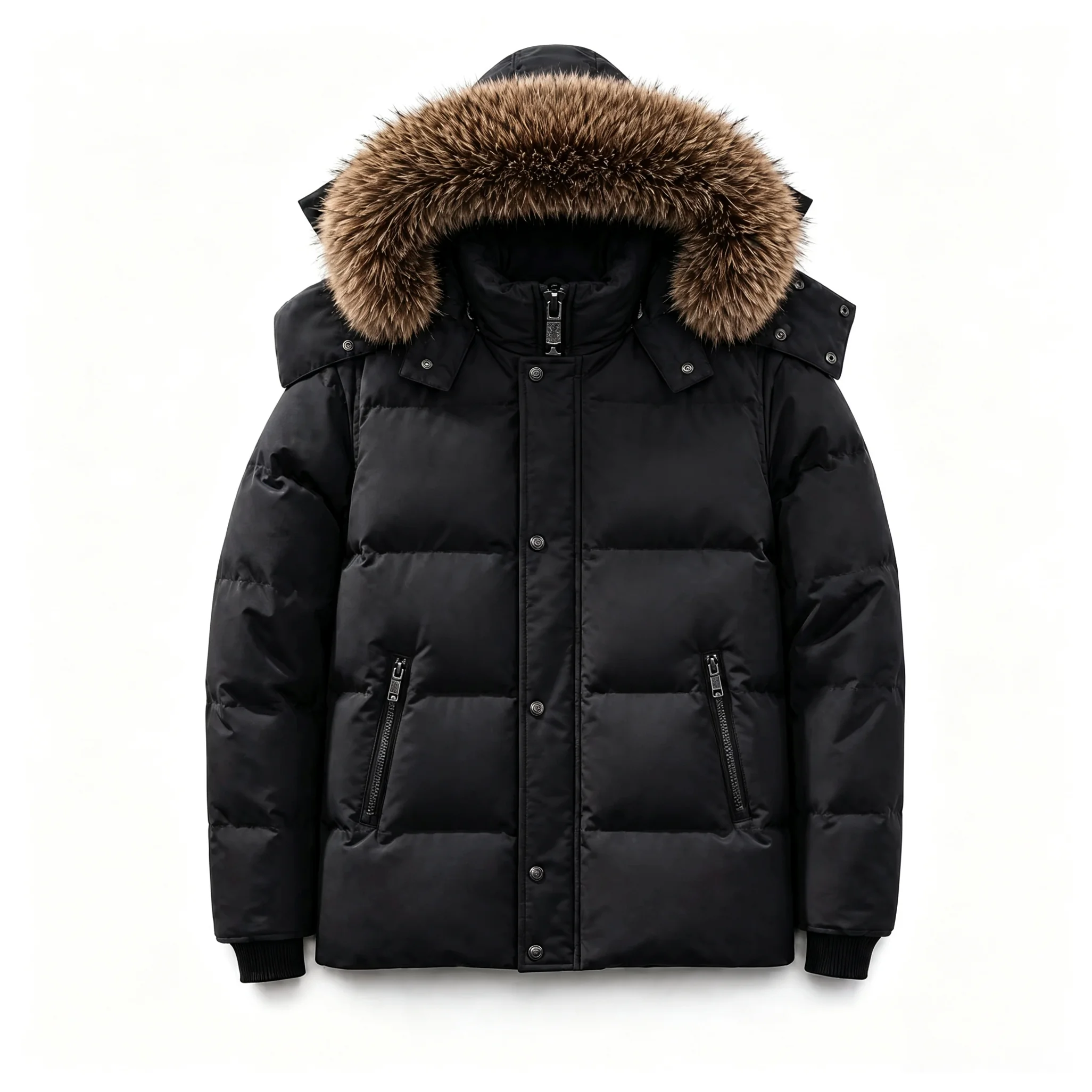 Men's Waterproof Velour Hooded Down Parka with 300g+ Goose Down Fill - Image 7