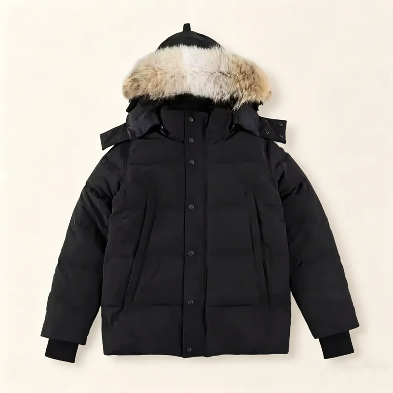 Men's Waterproof Goose Down Parka with Coyote Fur Trim