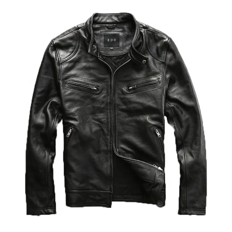 Men's Genuine Cowhide Leather Motorcycle Jacket Plus Size 7XL Windproof