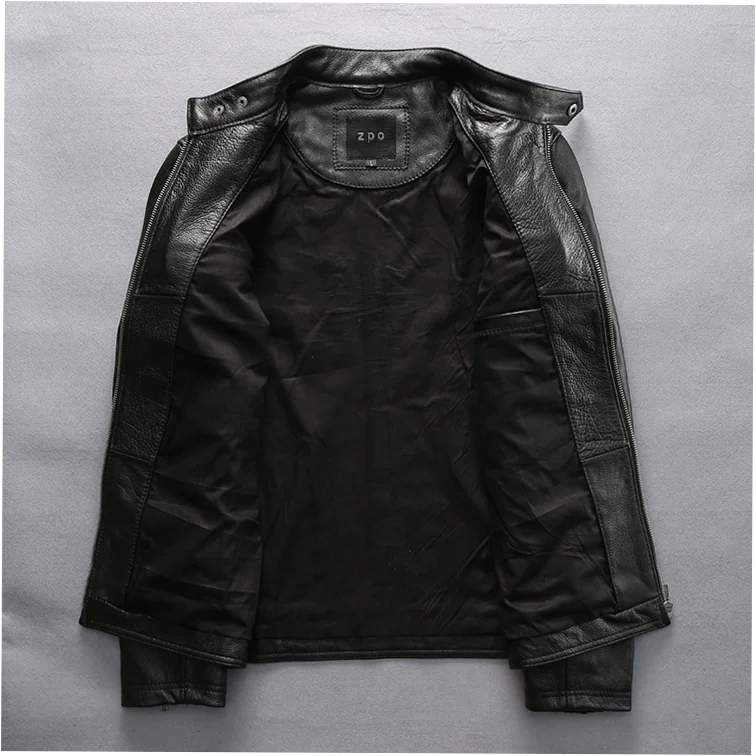 Men's Genuine Cowhide Leather Motorcycle Jacket Plus Size 7XL Windproof - Image 2