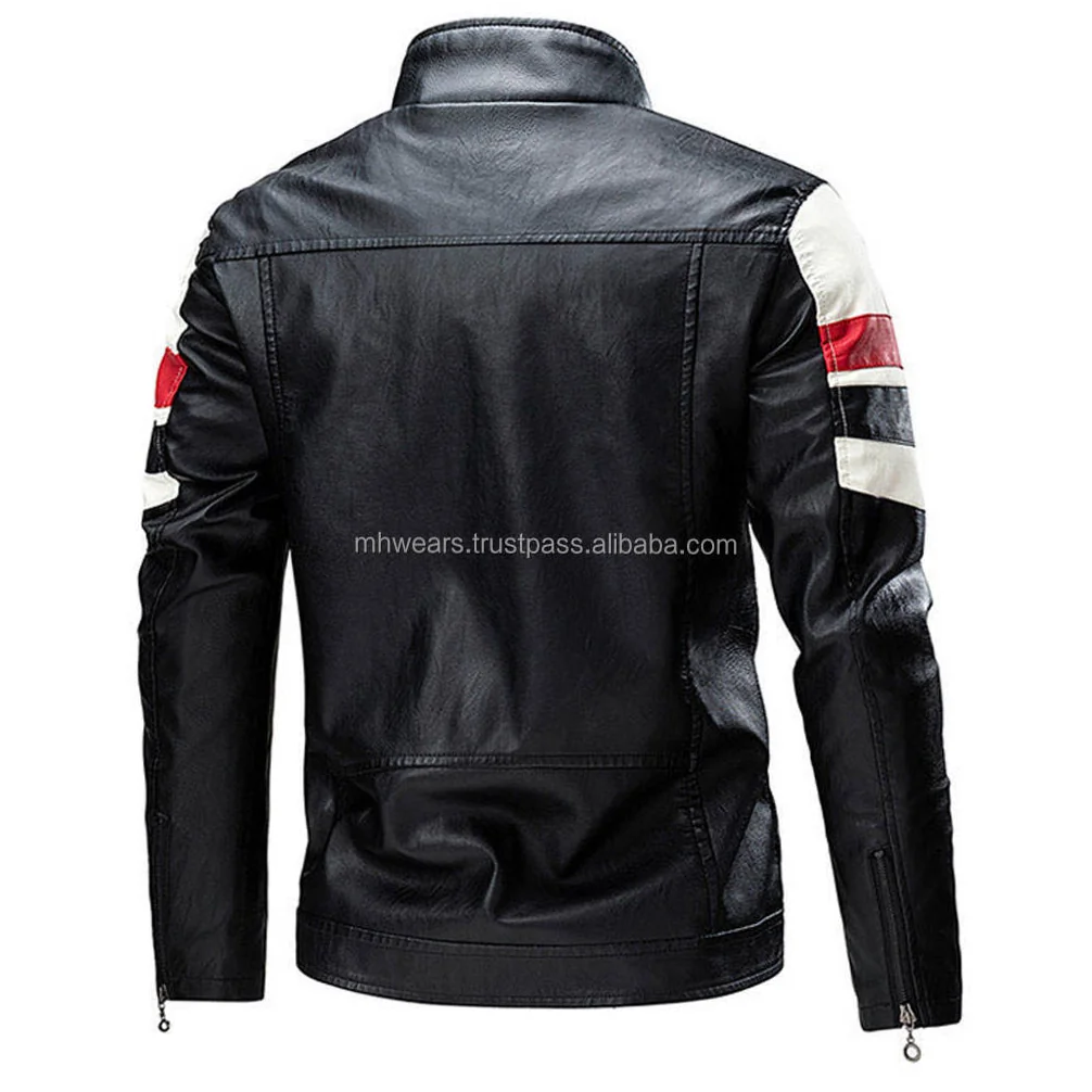 Custom Motorcycle PU Leather Jacket for Men Windbreak Biker Streetwear