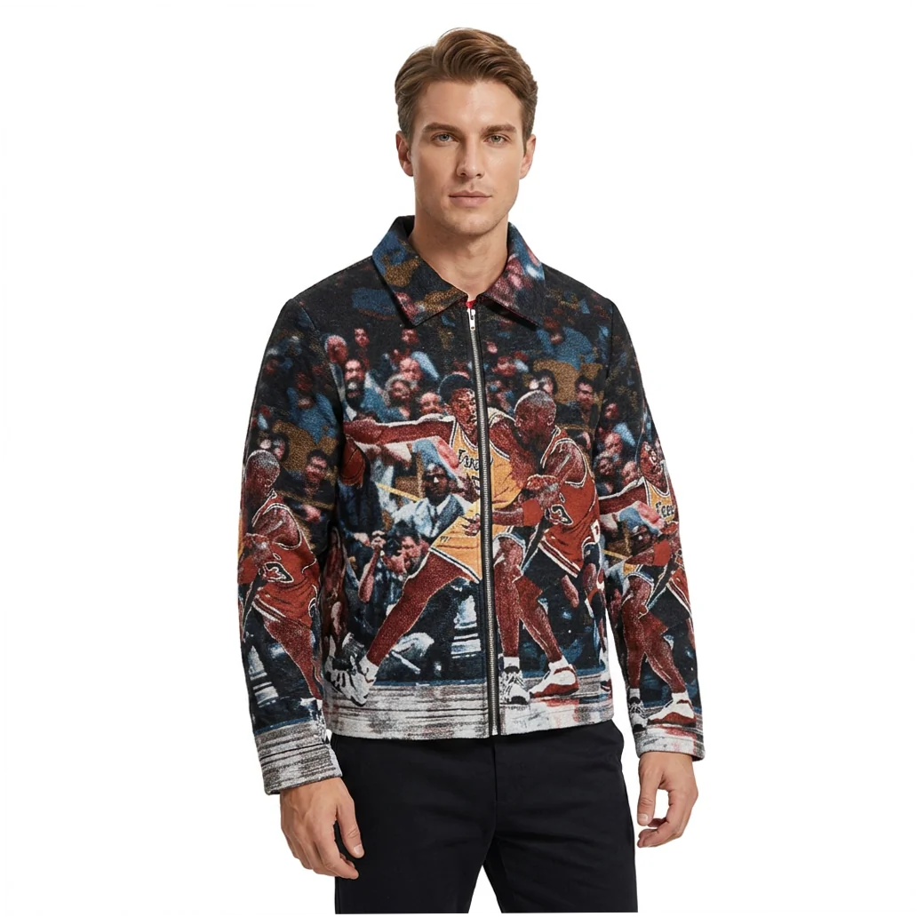 Custom Embroidered Vintage Puffer Windbreaker Jacket for Men Streetwear - Image 2