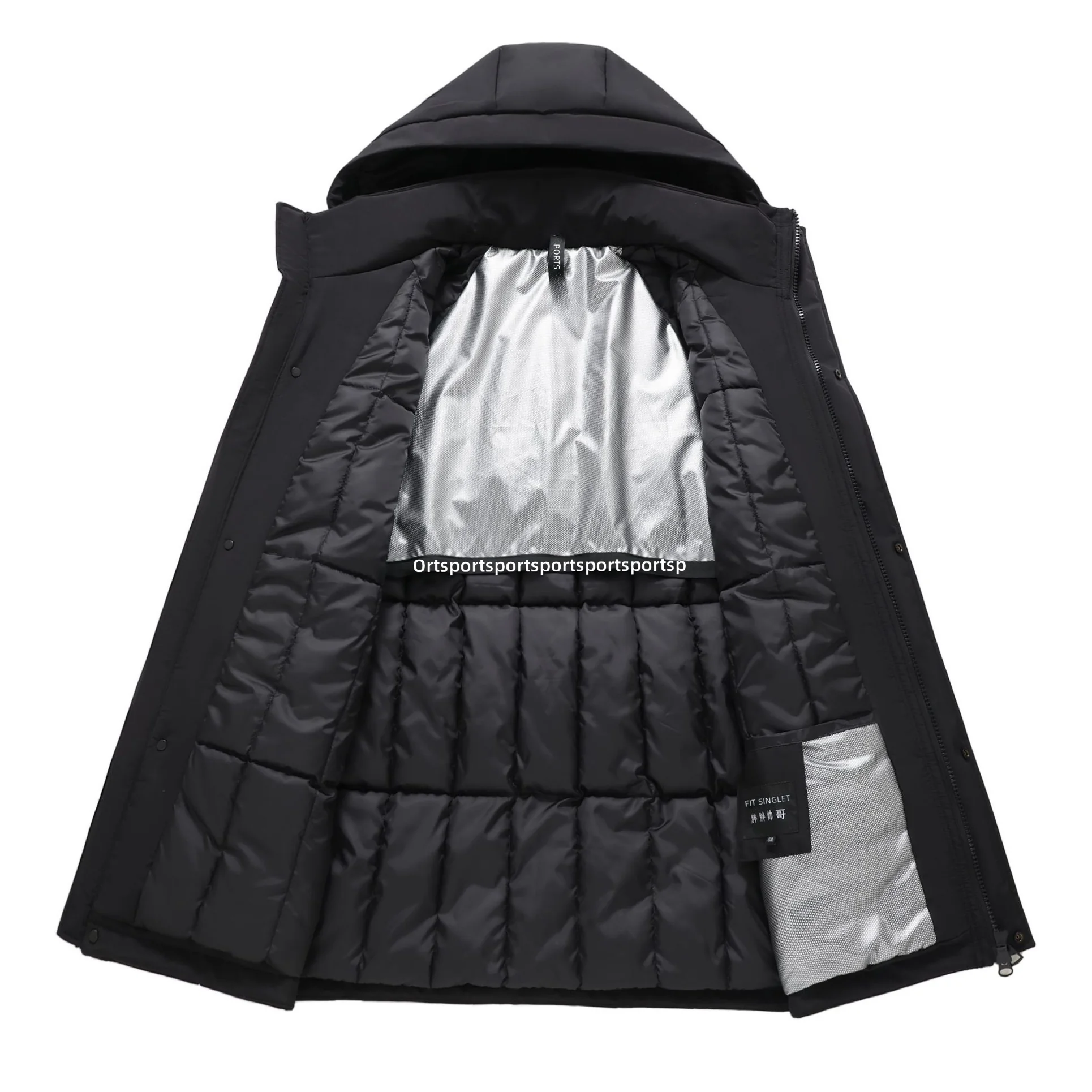 Men's Plus Size Hooded Puffer Jacket Thick Cotton Padded Long Winter Streetwear - Image 7
