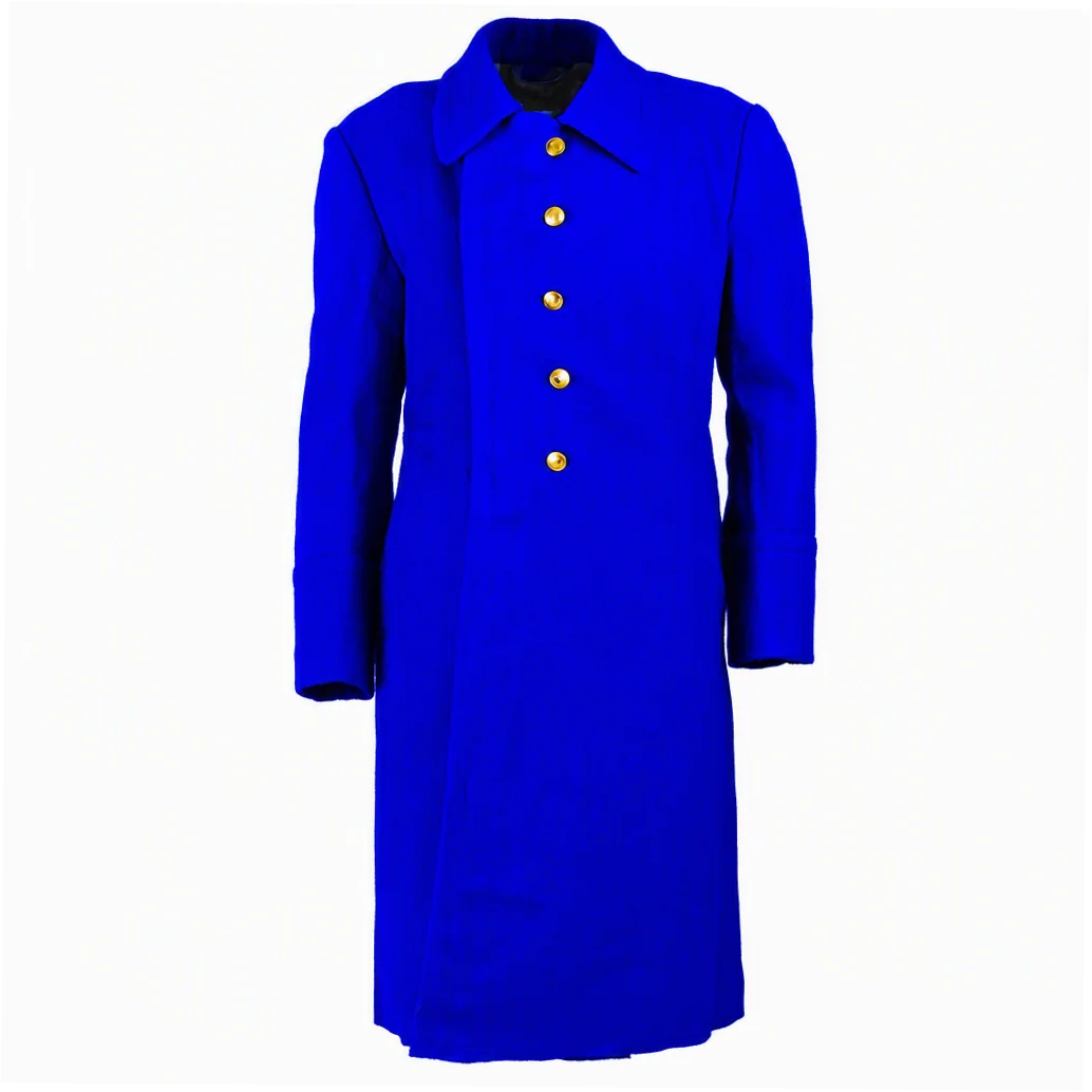 Men's 100% Wool Soviet Russian Long Overcoat with Mandarin Collar