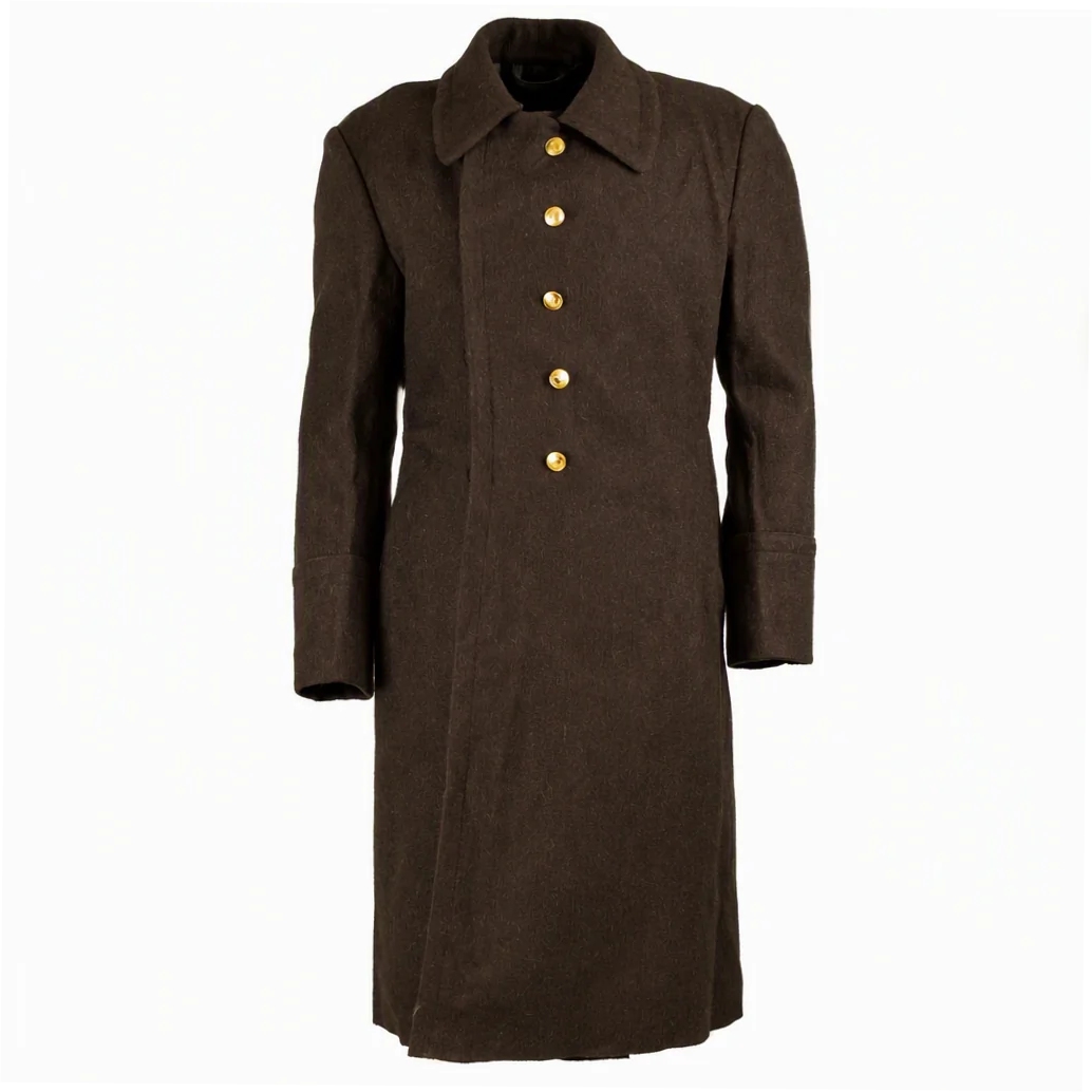 Men's 100% Wool Soviet Russian Long Overcoat with Mandarin Collar - Image 2