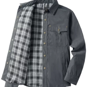 Men's Large Size Lapel Plaid Flannel Woven Wool Viscose Casual Coat