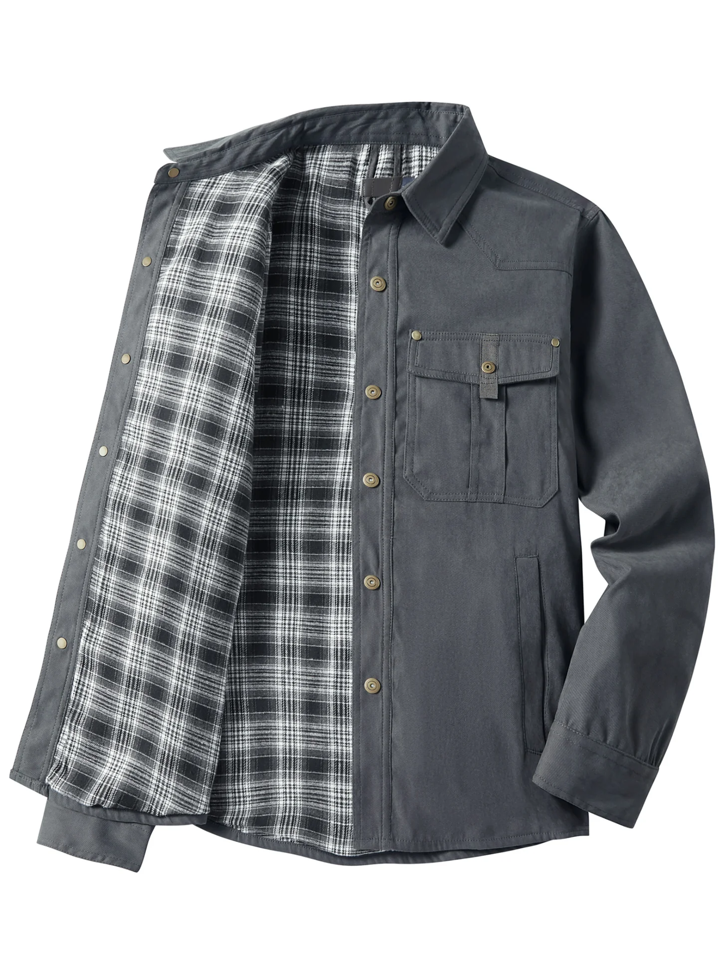 Men's Large Size Lapel Plaid Flannel Woven Wool Viscose Casual Coat