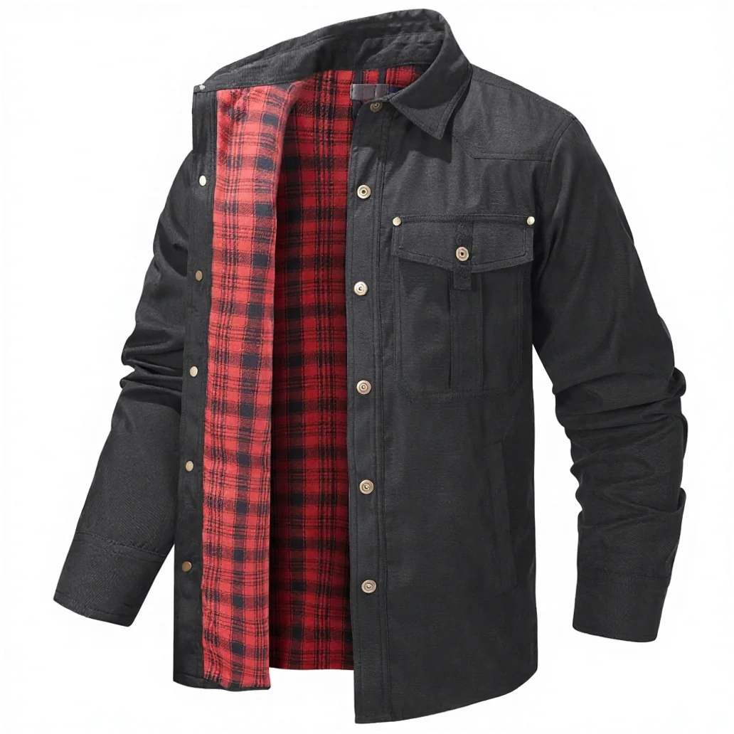 Men's Large Size Lapel Plaid Flannel Woven Wool Viscose Casual Coat - Image 8