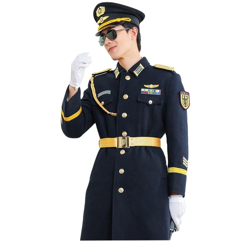 Security Guard Single Breasted Wool Overcoat Men Winter Long Coat - Image 3
