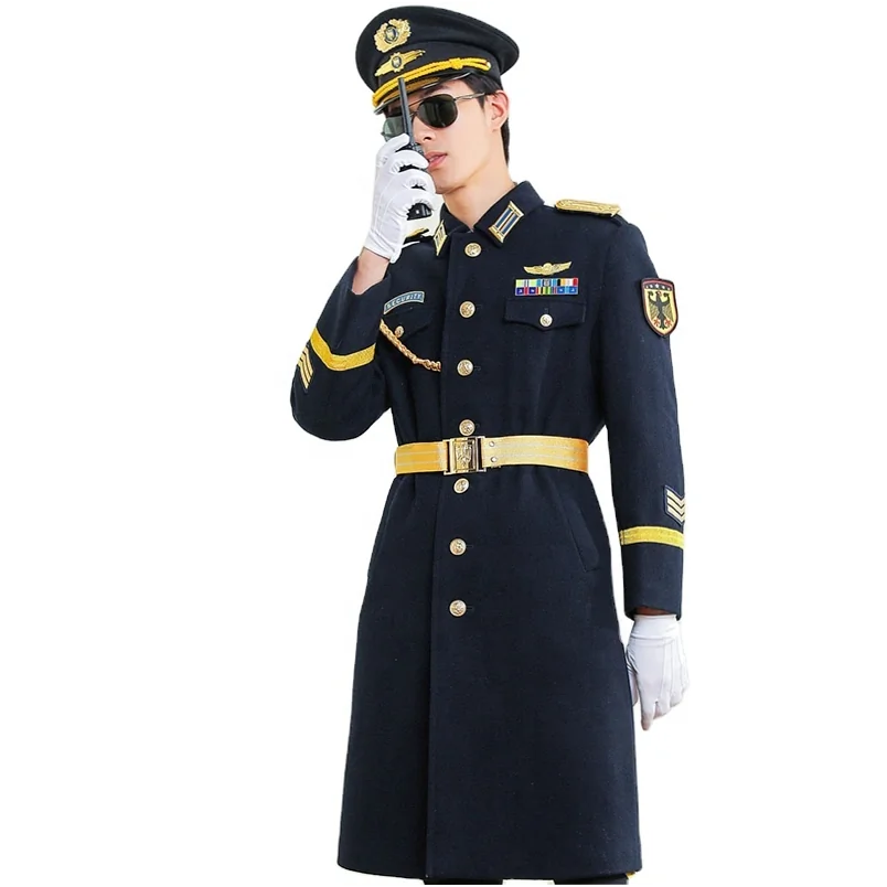 Security Guard Single Breasted Wool Overcoat Men Winter Long Coat - Image 4