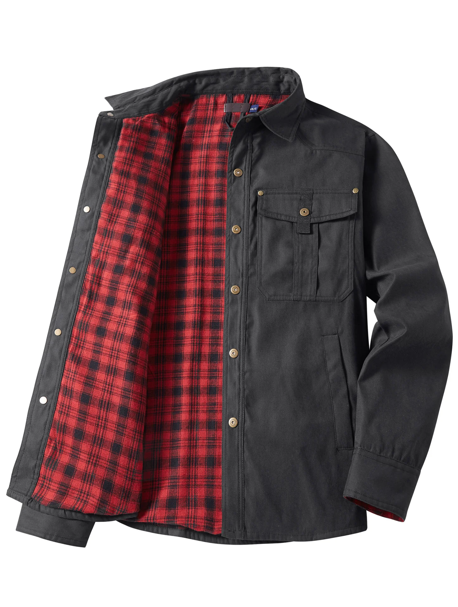 Men's Large Size Lapel Plaid Flannel Woven Wool Viscose Casual Coat - Image 2