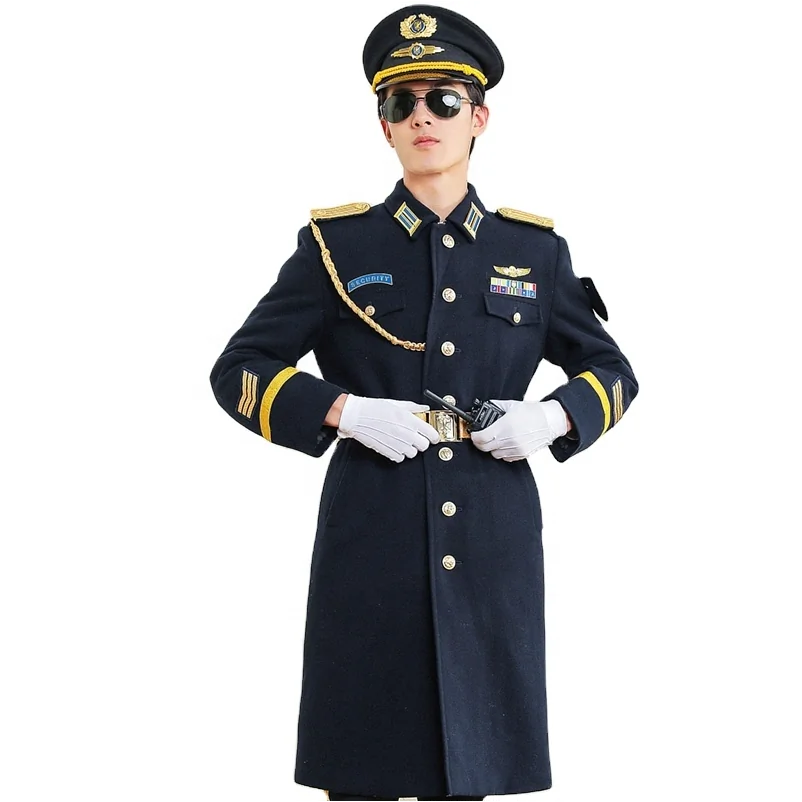 Security Guard Single Breasted Wool Overcoat Men Winter Long Coat - Image 5