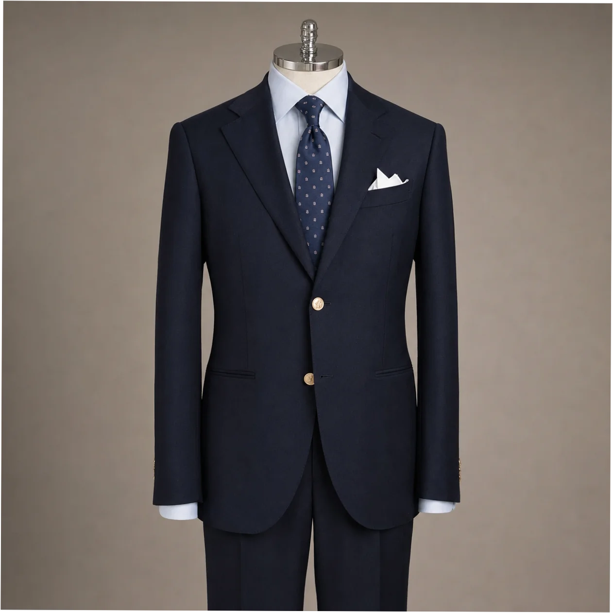 Mens Single Breasted Wool Business Suit Dark Navy Slim Fit Plus Size - Image 5