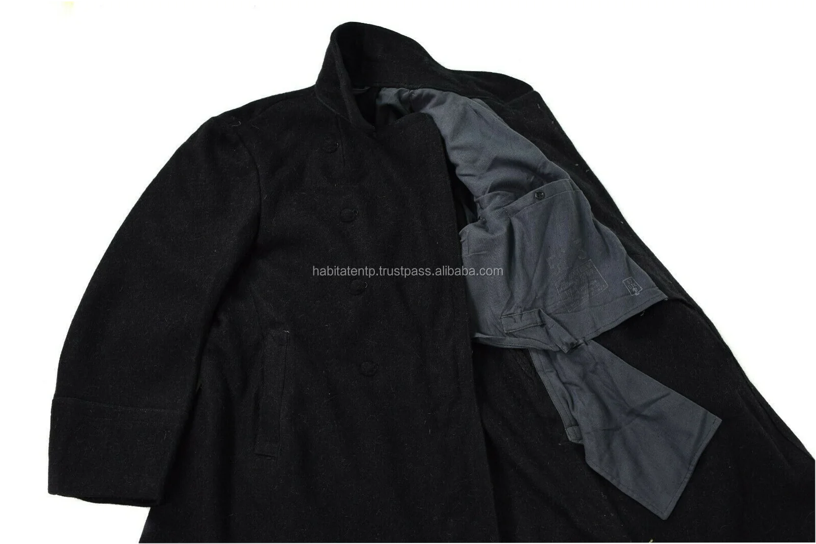 Men's 100% Wool Soviet Russian Long Overcoat with Mandarin Collar - Image 13