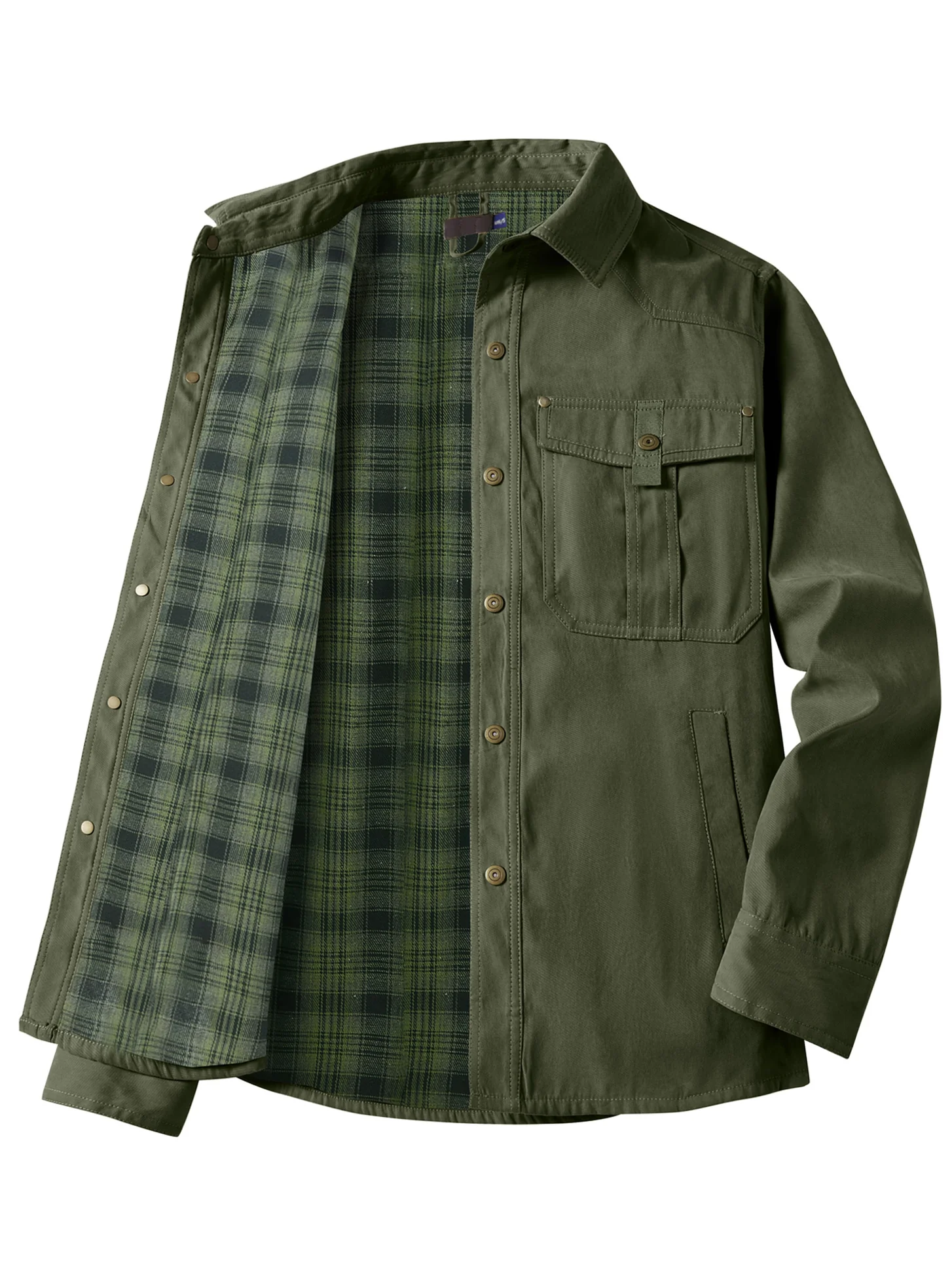 Men's Large Size Lapel Plaid Flannel Woven Wool Viscose Casual Coat - Image 5