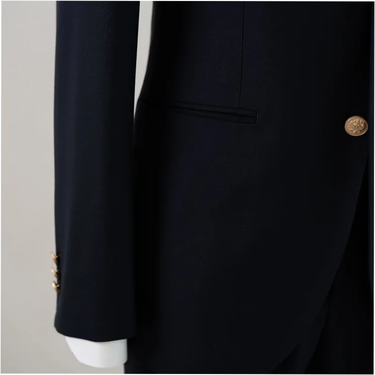 Mens Single Breasted Wool Business Suit Dark Navy Slim Fit Plus Size - Image 9