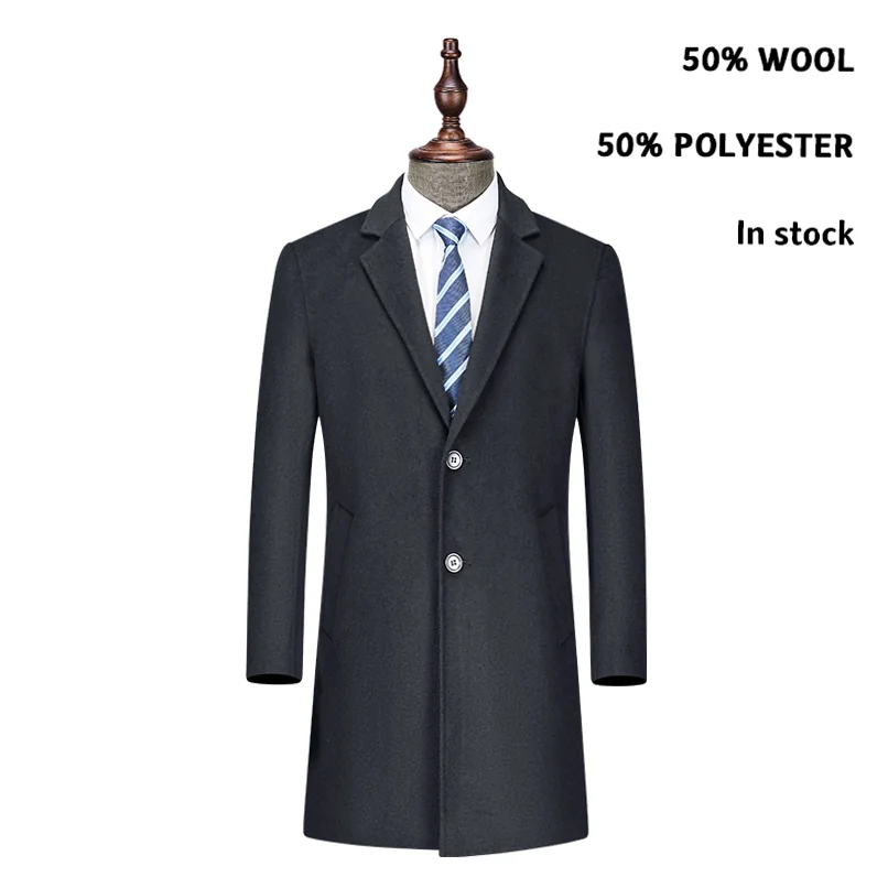 Men's 50% Wool Navy Blue Blazer Coat with Viscose Blend - Image 2
