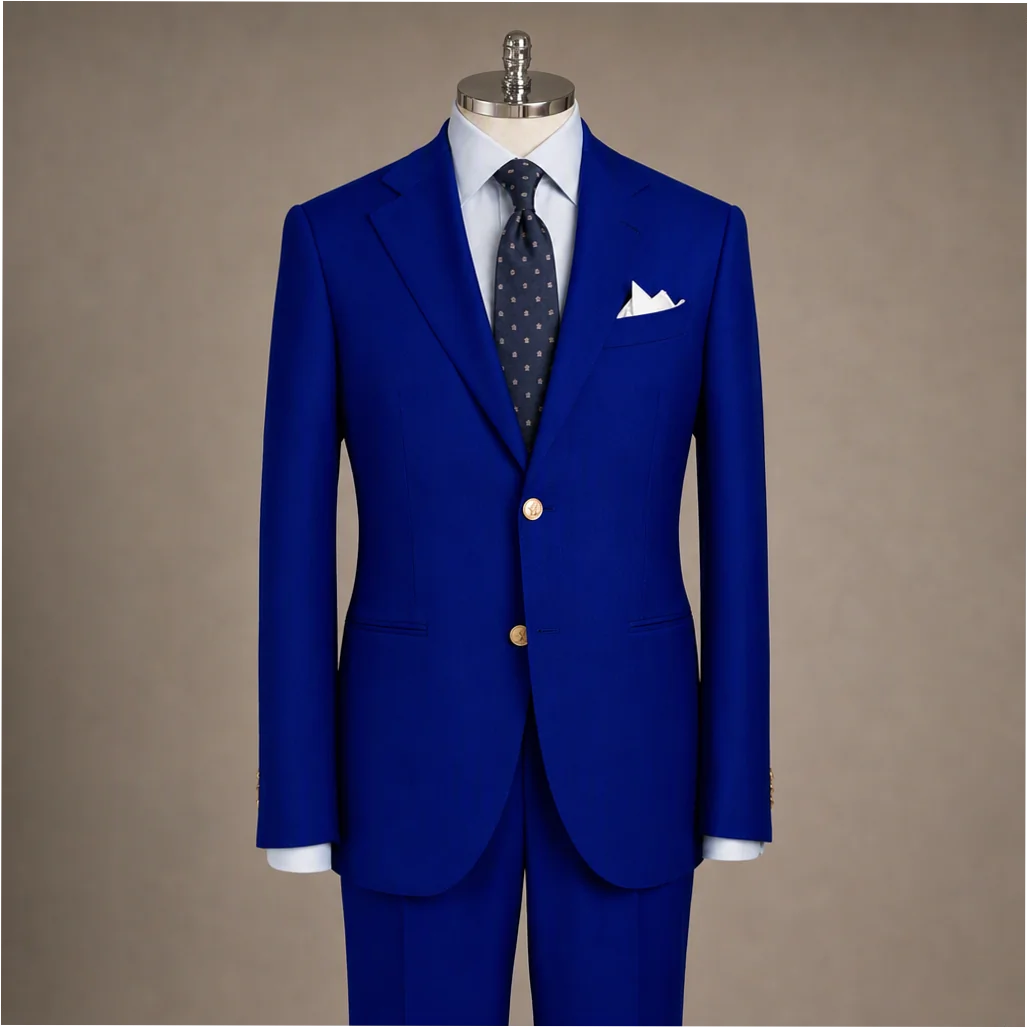 Mens Single Breasted Wool Business Suit Dark Navy Slim Fit Plus Size - Image 3