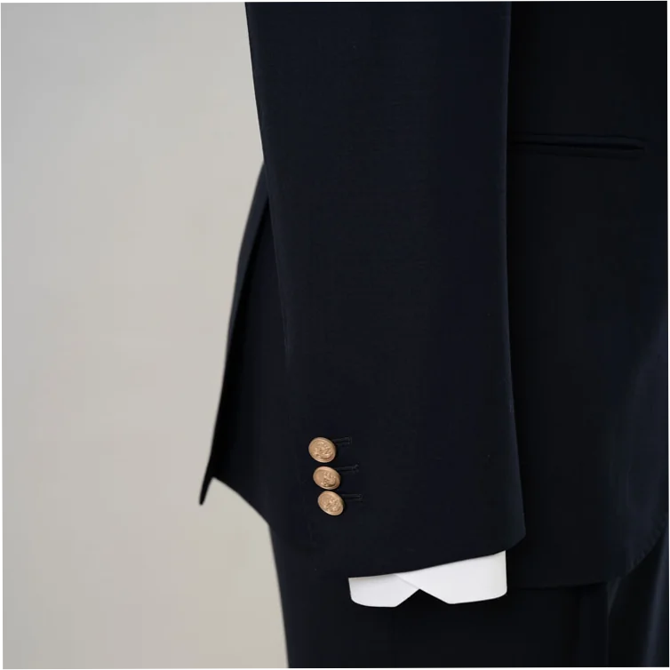 Mens Single Breasted Wool Business Suit Dark Navy Slim Fit Plus Size - Image 10