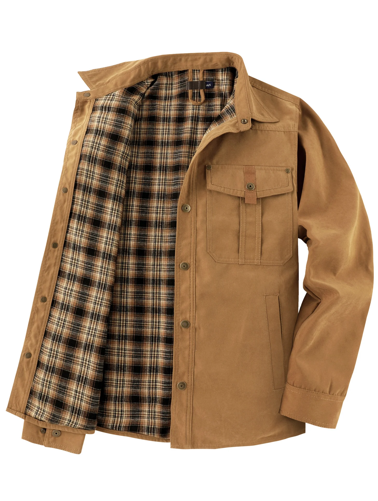 Men's Large Size Lapel Plaid Flannel Woven Wool Viscose Casual Coat - Image 7