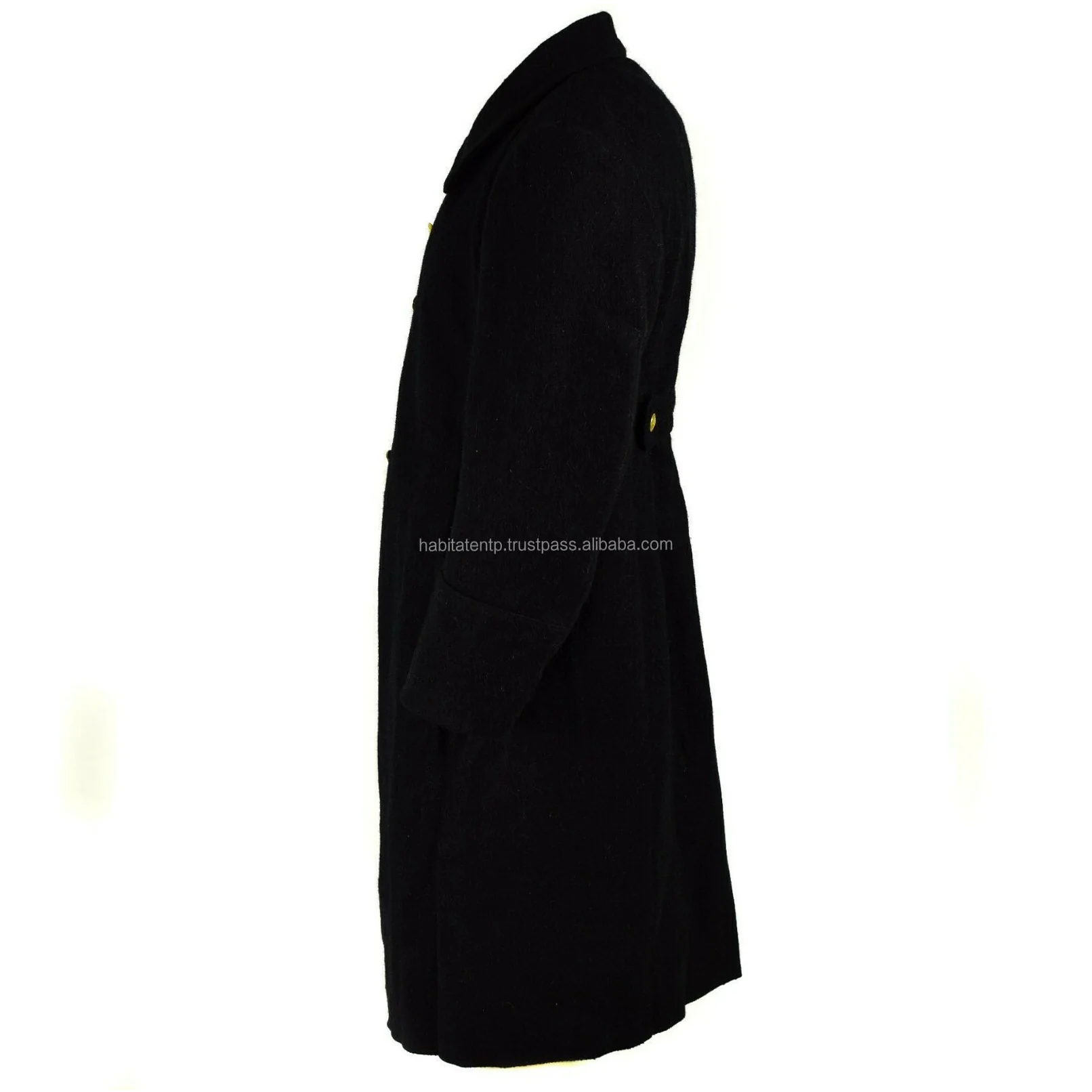 Men's 100% Wool Soviet Russian Long Overcoat with Mandarin Collar - Image 9