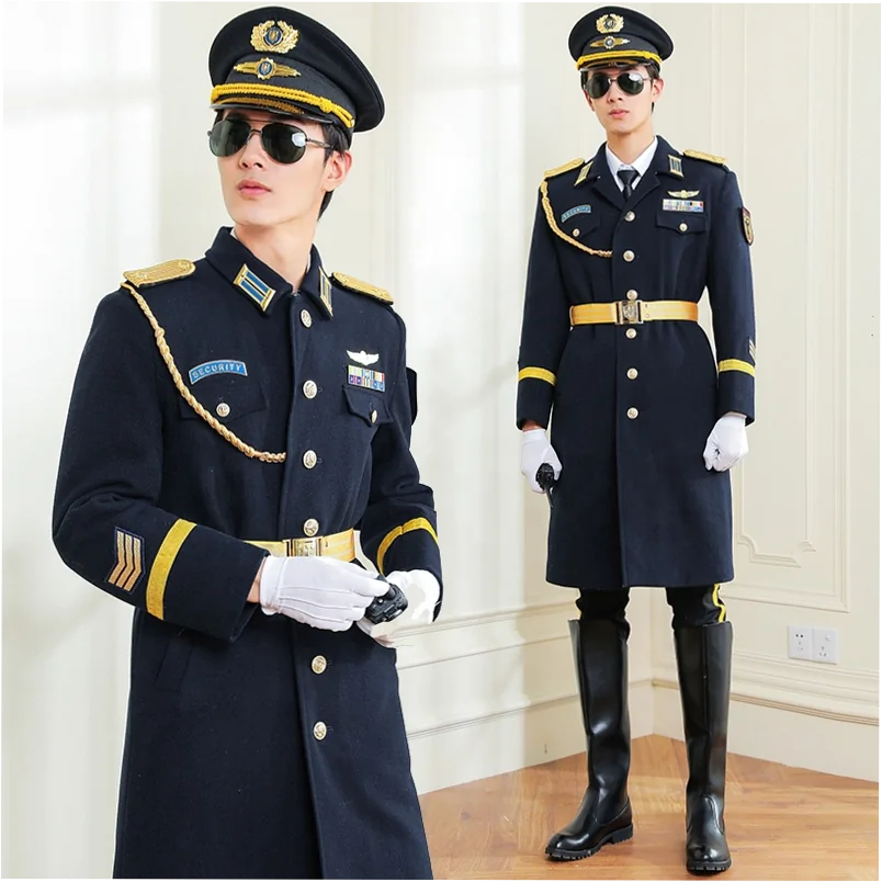 Security Guard Single Breasted Wool Overcoat Men Winter Long Coat - Image 6