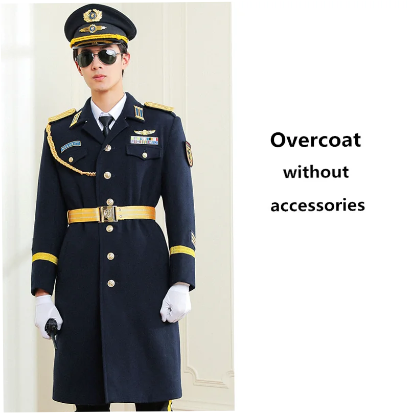 Security Guard Single Breasted Wool Overcoat Men Winter Long Coat